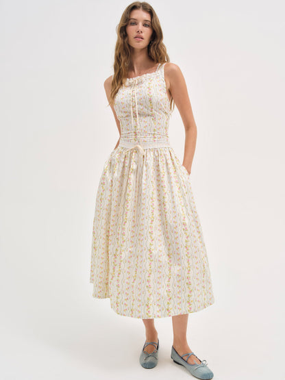 For Love and Lemons - Brigitta Floral Midi Dress - Ivory