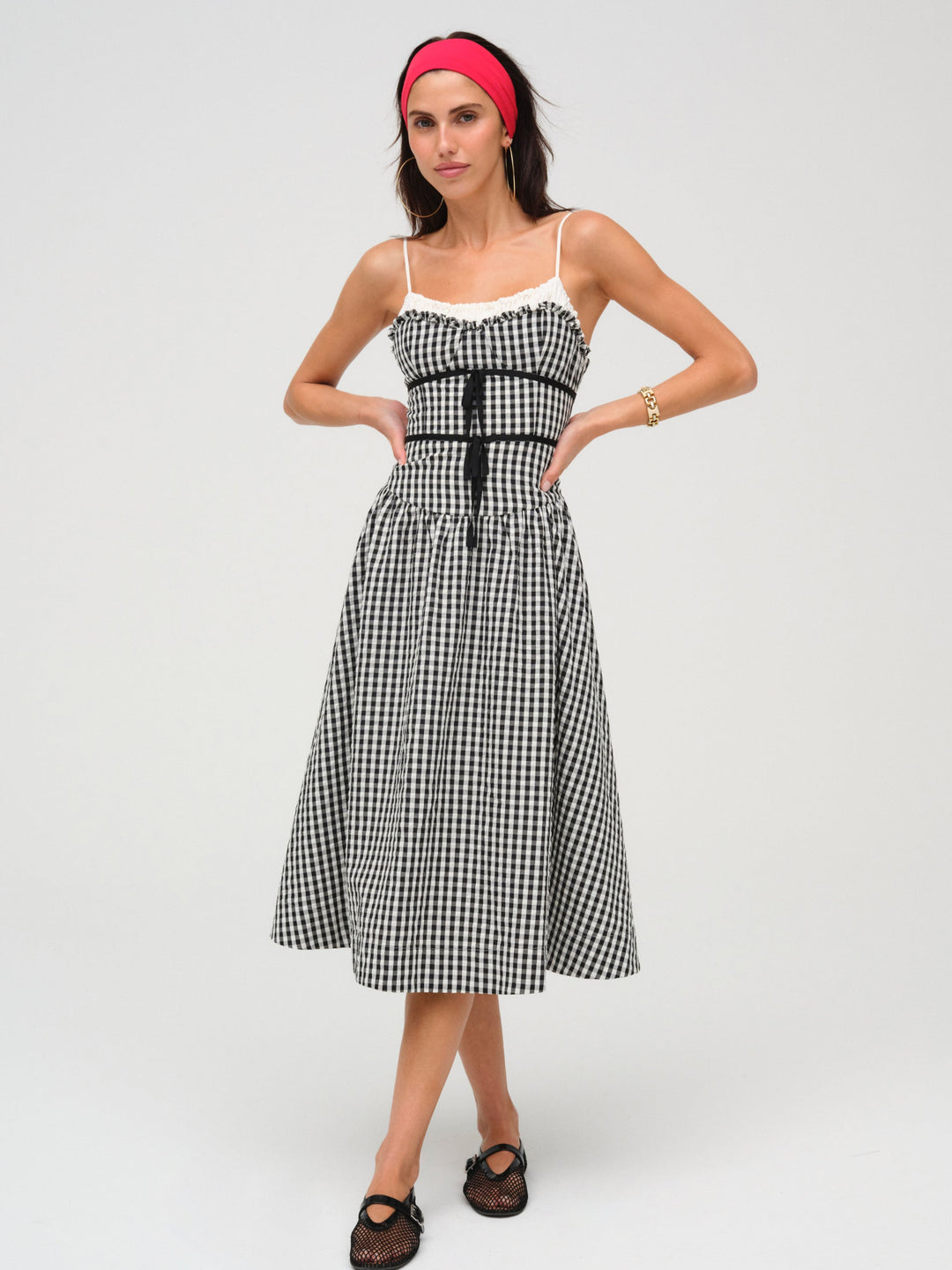 For Love and Lemons - Georgia Gingham Midi Dress - Black
