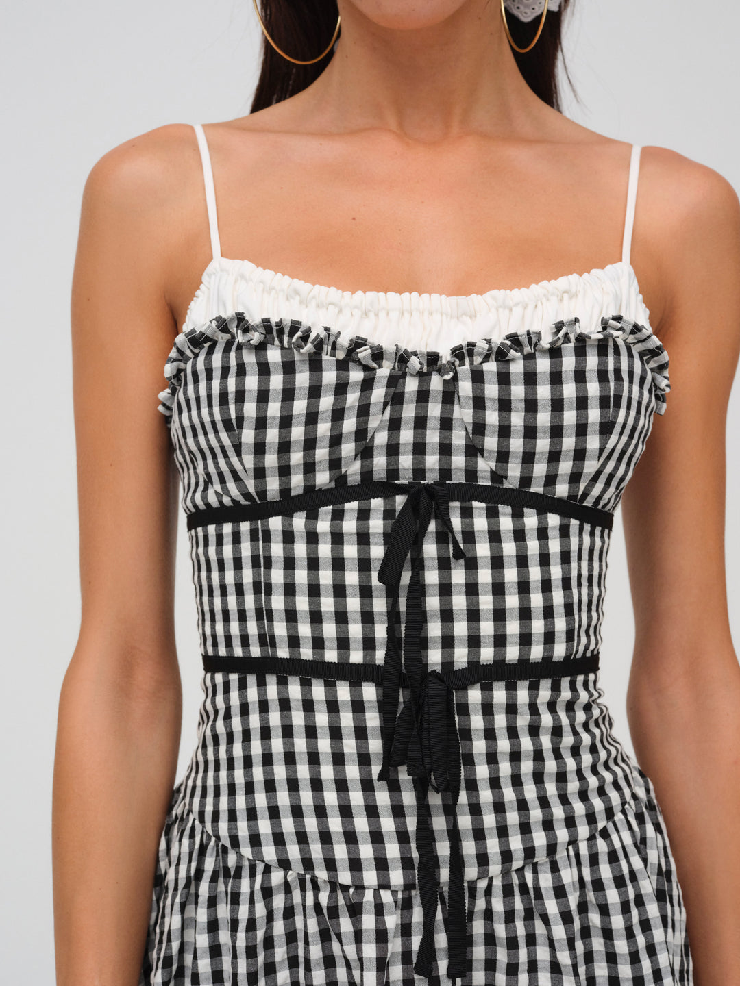 For Love and Lemons - Georgia Gingham Midi Dress - Black