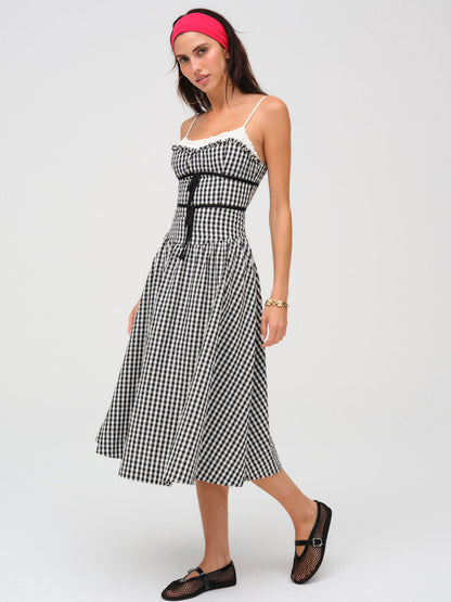 For Love and Lemons - Georgia Gingham Midi Dress - Black