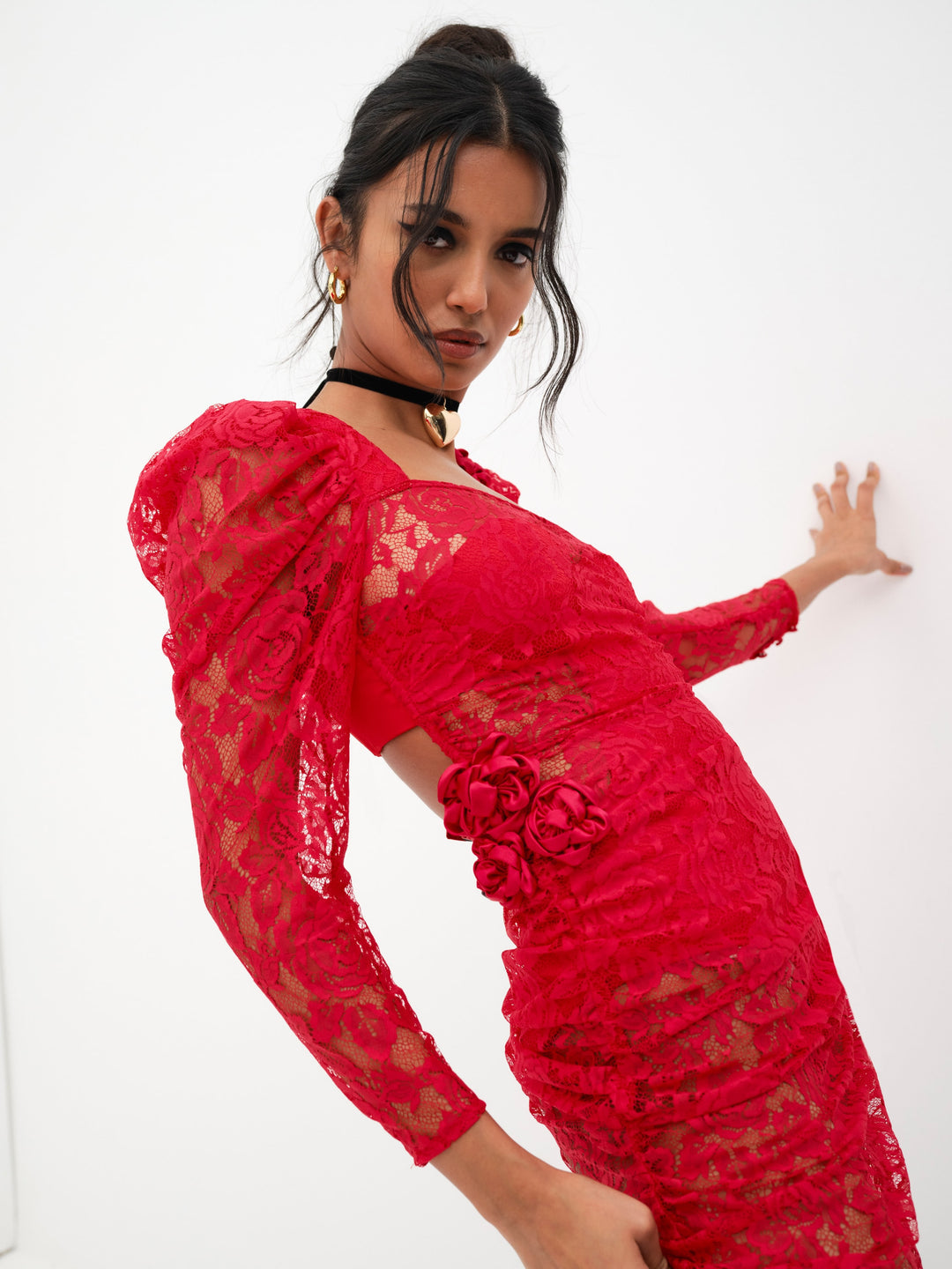 For Love and Lemons - Kana Midi Dress - Red