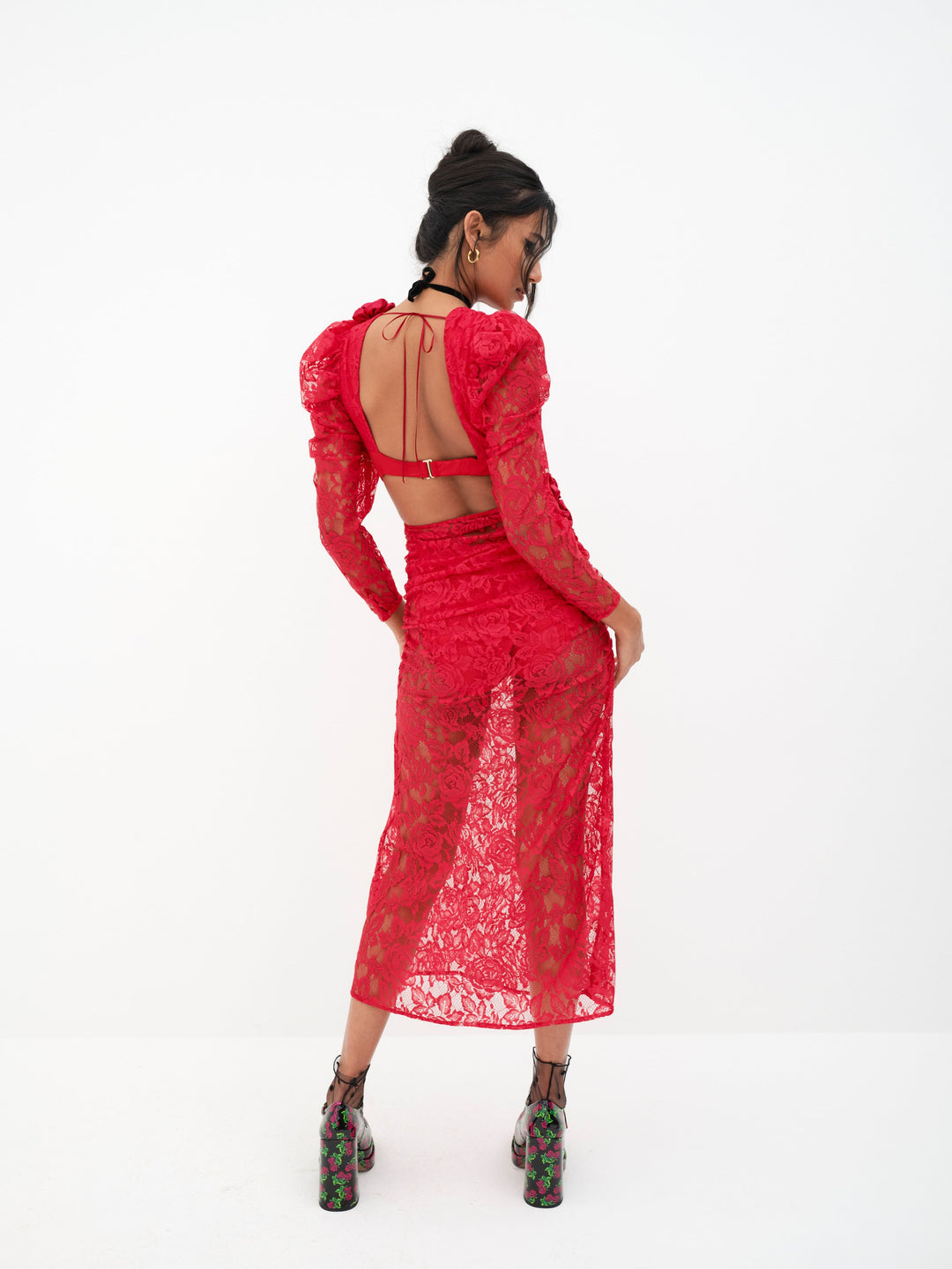 For Love and Lemons - Kana Midi Dress - Red
