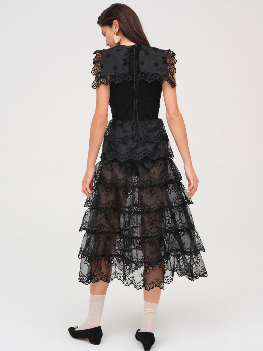 For Love and Lemons - Daisy Eyelet Midi Dress - Black