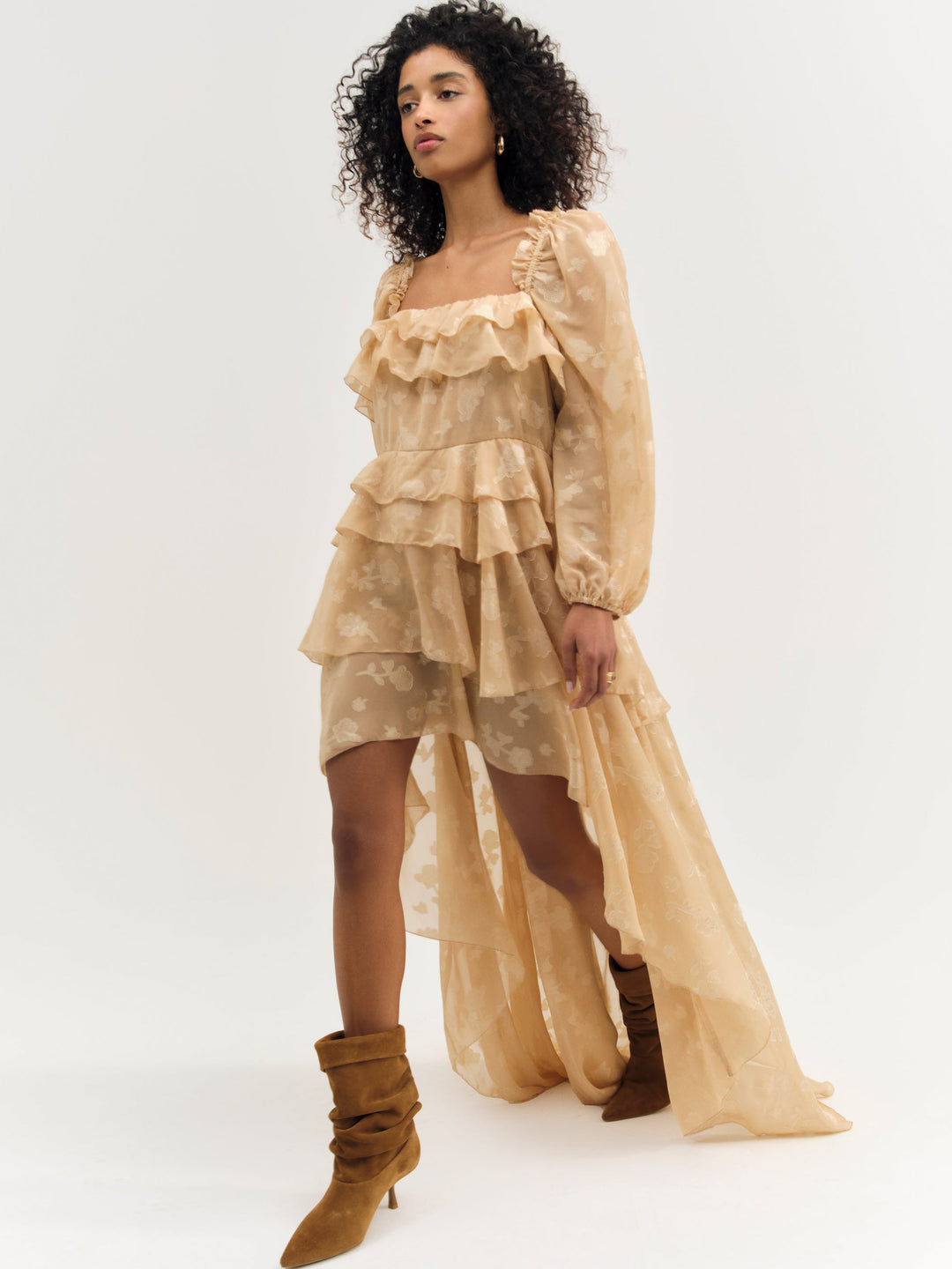 For Love and Lemons - Colette Satin Burnout Maxi Dress - Taupe
