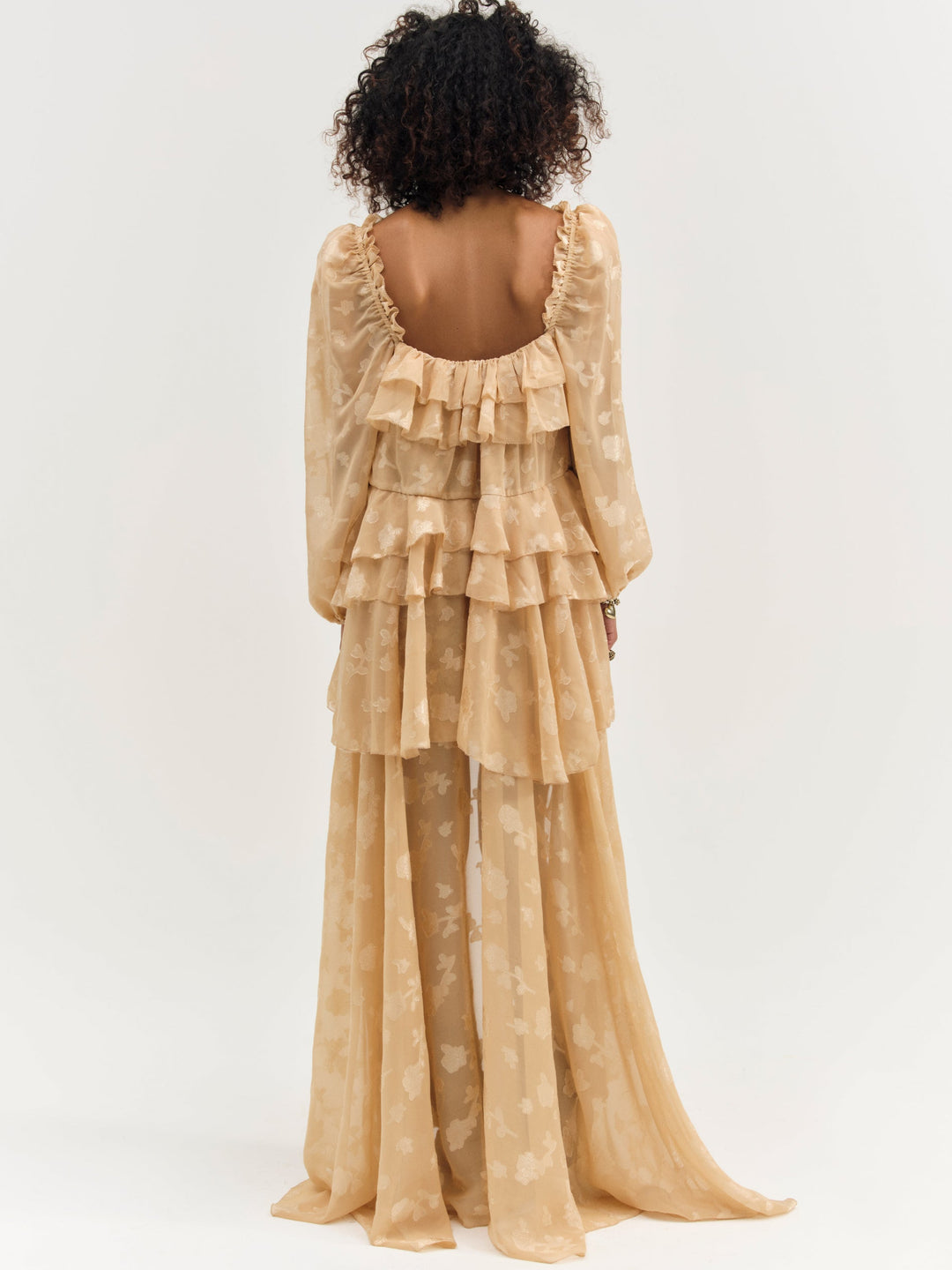 For Love and Lemons - Colette Satin Burnout Maxi Dress - Taupe