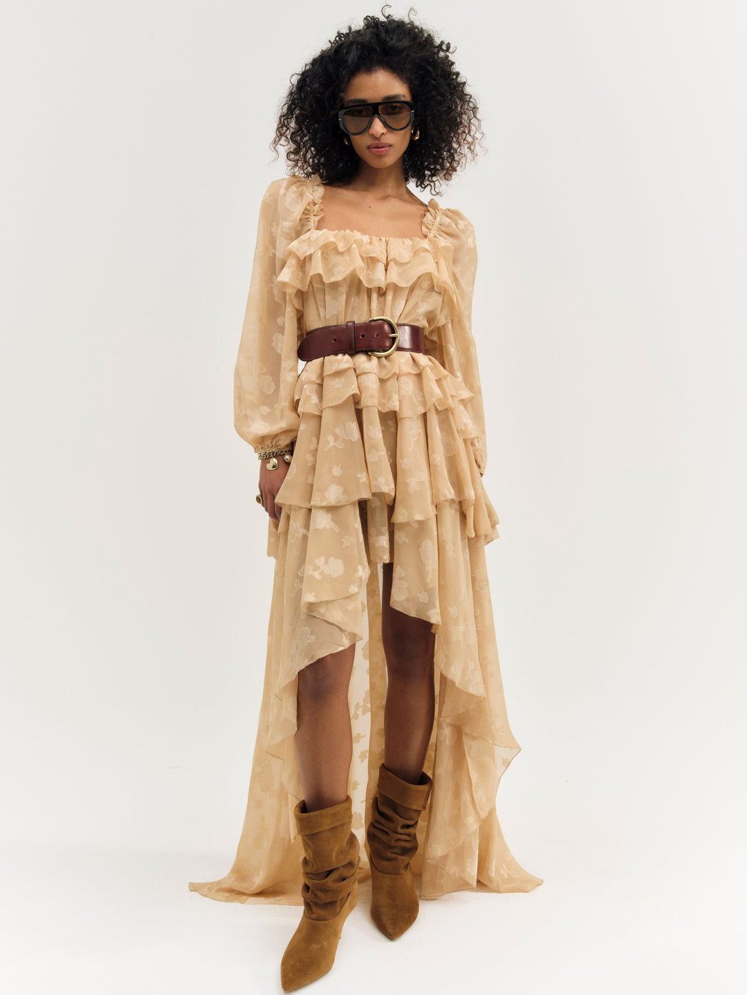 For Love and Lemons - Colette Satin Burnout Maxi Dress - Taupe