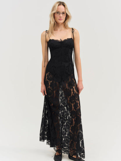 For Love and Lemons - Claudia Rose Lace Maxi Dress - Black