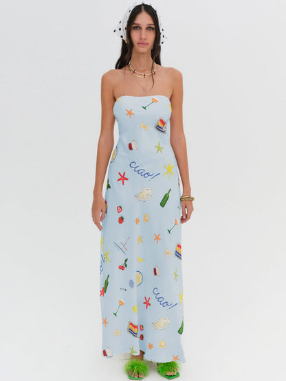 For Love and Lemons - Carla Strapless Maxi Dress - Blue