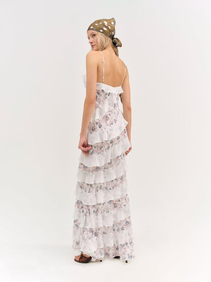 For Love and Lemons - Debby Ruffled Maxi Dress - White